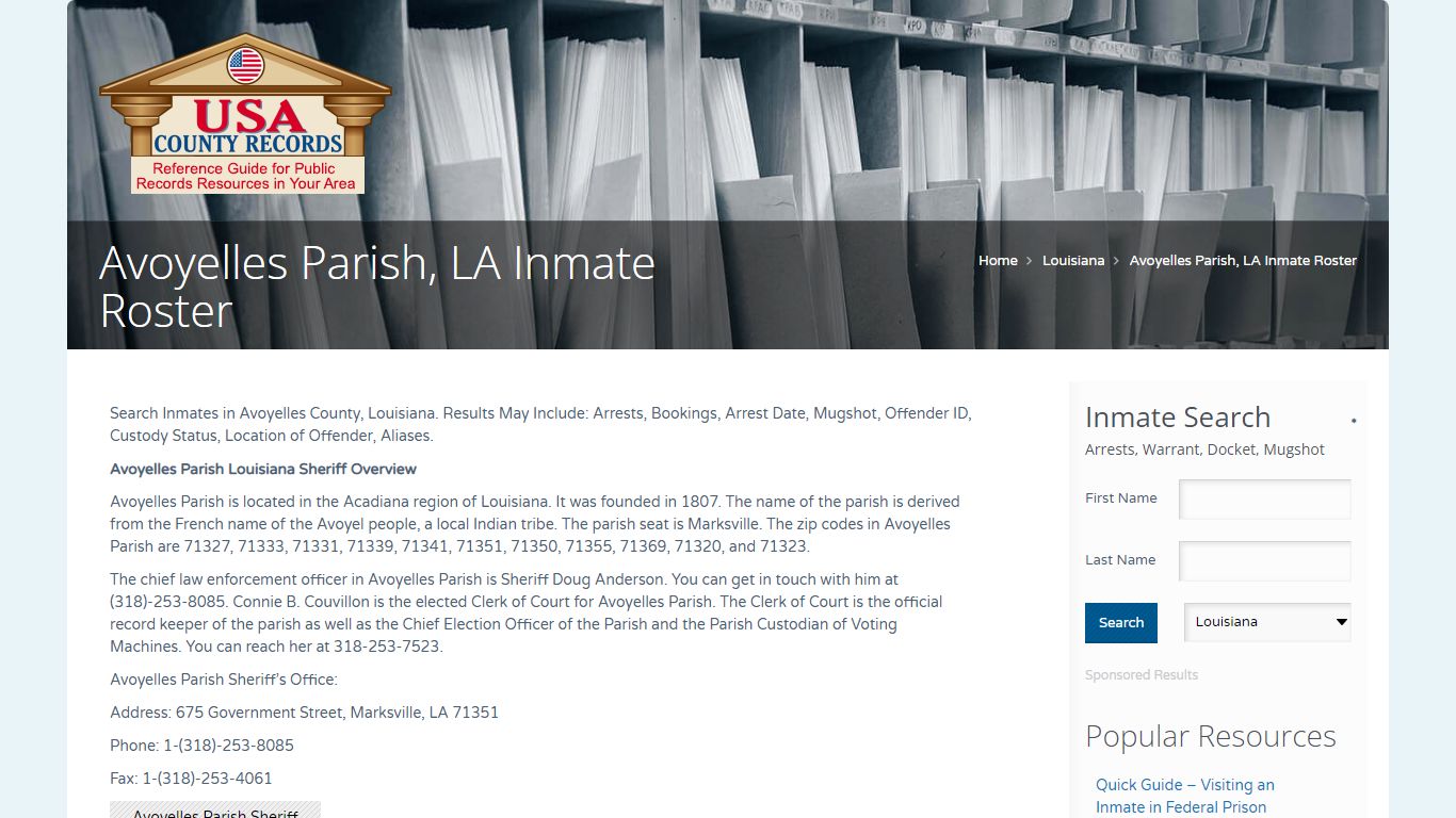 Avoyelles Parish, LA Inmate Roster | Name Search - USA County Records