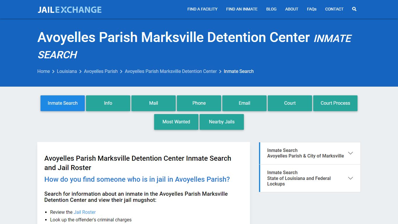 Avoyelles Parish Marksville Detention Center Inmate Search - Jail Exchange